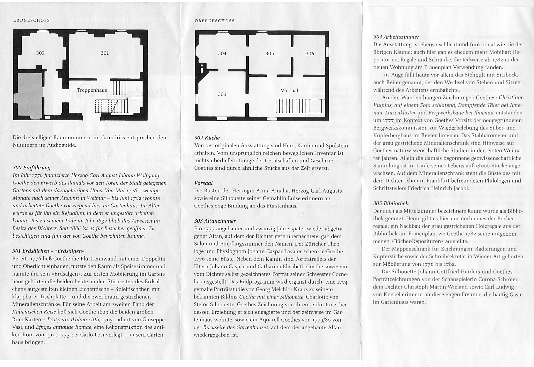 Ein Informationsblatt, das ich nach dem Bezhahlen des Eintritts in Goethes Gartenhaus ausgehändigt bekam. Eingescannt.