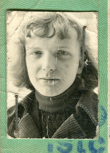 Foto von Erwin Thomasius aus dem Jahre 1973 auf seinem internationalen ISIC Studentenausweis.